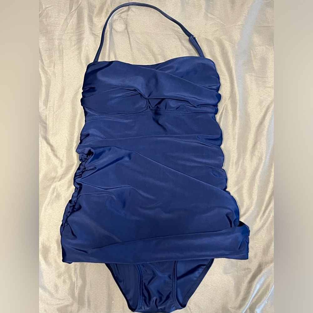 🌹 Retro Navy blue one piece swimsuit with removable strap size XS